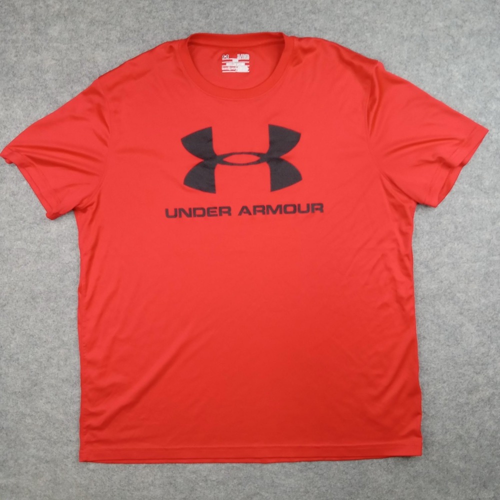 Under Armour Shirt Mens‎ XL Red HeatGear Short Sleeve Athletic Top Gym Training